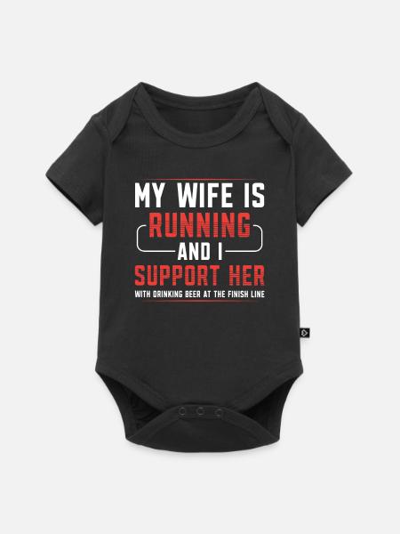 My wife is running and I support her with - Baby Premium short-sleeve bodysuit - black