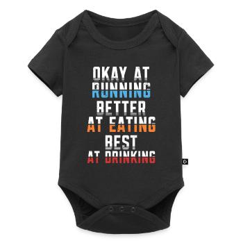 Okay when running better when eating - Baby Premium short-sleeve bodysuit - black - Front