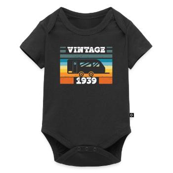 Camping car Camping born in 1939 Birthday - Baby Premium short-sleeve bodysuit - black - Front