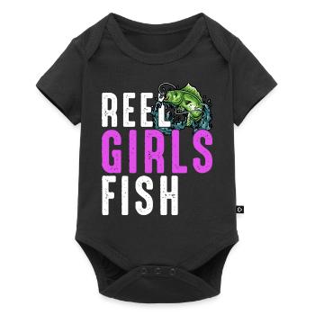 Reel Girls Fish Femelle Femme Basse Pêche Rétro - Body à manches courtes Premium Bébé - noir - Devant