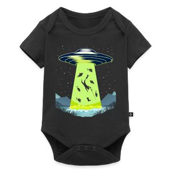 Drôle de pêche OVNI Alien Pêcheur Lac Pêche - Body à manches courtes Premium Bébé - noir - Devant