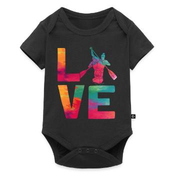 Canoe Canoeing Watercolor Racing - Baby Premium Kurzarmbody - Schwarz - Vorne