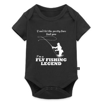 Catching Fish Lustiges Zitat Fliegenfischen - Baby Premium Kurzarmbody - Schwarz - Vorne