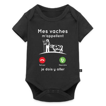 Mes vaches m'appellent, Agriculteur humour cadeau - Body à manches courtes Premium Bébé - noir - Devant