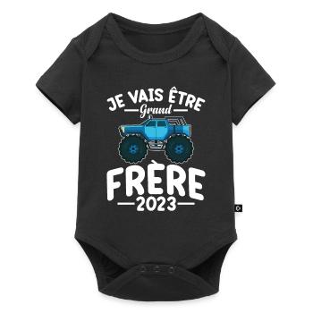 Je Vais Être Grand Frère 2023 Idée Cadeau Amour - Body à manches courtes Premium Bébé - noir - Devant