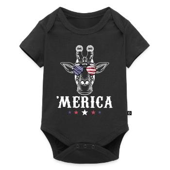 Giraffe Merica 4th of July American Flag USA - Baby Premium short-sleeve bodysuit - black - Front
