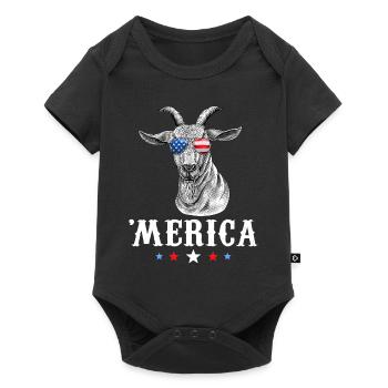 Goat Merica 4th of July American Flag USA - Baby Premium Kurzarmbody - Schwarz - Vorne