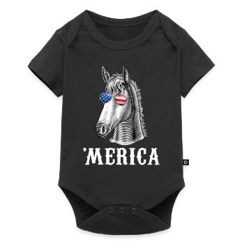 Cheval Merica 4 juillet USA Hommes Femmes American Fl - Body à manches courtes Premium Bébé - noir - Devant