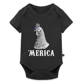 Chicken Merica 4th of July Farmer American Flag US - Baby Premium Kurzarmbody - Schwarz - Vorne