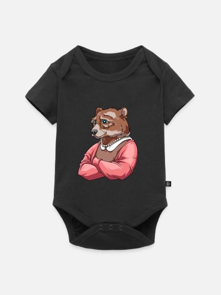 Oma Bär - Großmutter Bärin - Baby Premium Kurzarmbody - Schwarz