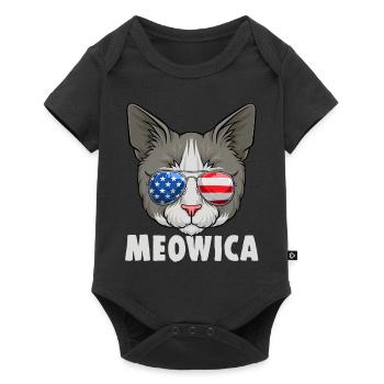 Cat 4th of July USA Kitten American Flag - Baby Premium Kurzarmbody - Schwarz - Vorne