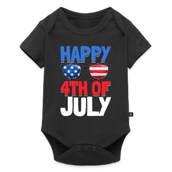 Joyeux 4 juillet Fête du drapeau américain Journée patriotique 4ème - Body à manches courtes Premium Bébé - noir - Devant