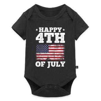 Journée patriotique 4 juillet Drapeau américain Joyeux 4th Of - Body à manches courtes Premium Bébé - noir - Devant