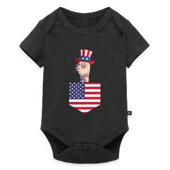 Llama Patriotic Day US Flag Llama Pocket 4th of - Baby Premium short-sleeve bodysuit - black - Front