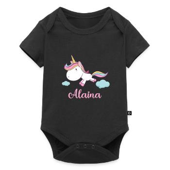 ALAINA Pink Unicorn Novelty - Baby Premium short-sleeve bodysuit - black - Front