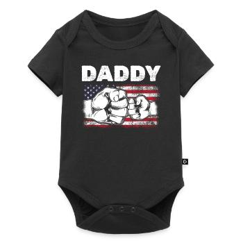 Papa & Son Fist Bump American Daddy Drapeau américain - Body à manches courtes Premium Bébé - noir - Devant
