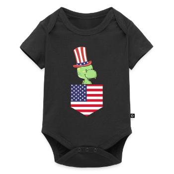 Dino Patriotic Day Drapeau américain Dino Pocket 4 juillet - Body à manches courtes Premium Bébé - noir - Devant