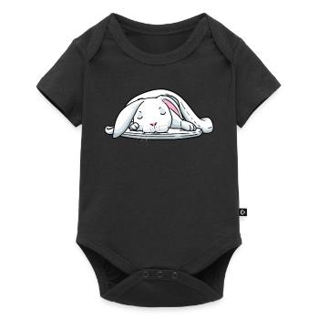 Lapin blanc Lapin endormi Fatigué - Body à manches courtes Premium Bébé - noir - Devant