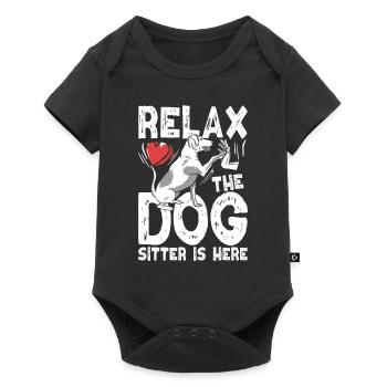 Relax the dog sitter is dog here - Baby Premium short-sleeve bodysuit - black - Front