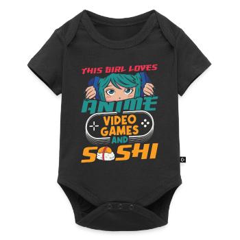 This girl loves anime and sushi lovers - Baby Premium short-sleeve bodysuit - black - Front