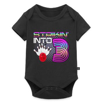 Striking Into 3 Bowling Bowler 3. Geburtstag - Baby Premium Kurzarmbody - Schwarz - Vorne