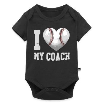 Cœur de fan de baseball J’aime mon entraîneur - Body à manches courtes Premium Bébé - noir - Devant