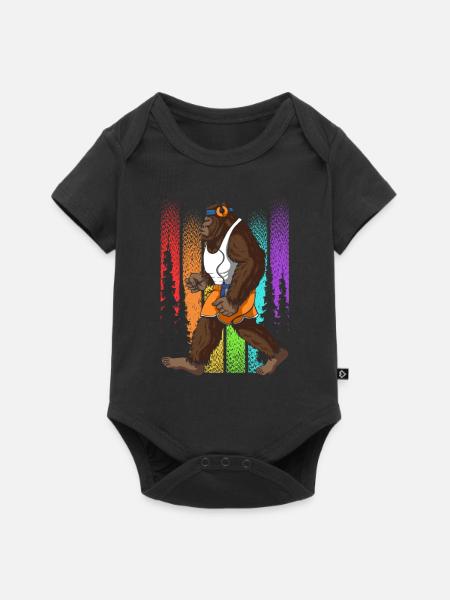 Retro Walking Bigfoot Unheimlich - Baby Premium Kurzarmbody - Schwarz