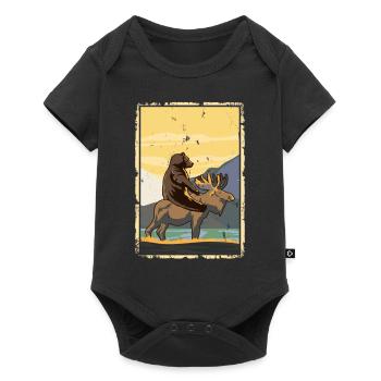 L’ours chevauche l’orignal La nature étrange - Body à manches courtes Premium Bébé - noir - Devant