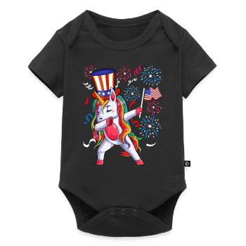 Dabbing Unicorn Girls 4 juillet Femmes USA - Body à manches courtes Premium Bébé - noir - Devant