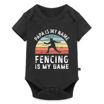 Papa is my Name Fencing is my Game Dad Fathers - Baby Premium short-sleeve bodysuit - black - Front
