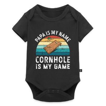 Papa est mon nom Cornhole est mon jeu Papa Pères - Body à manches courtes Premium Bébé - noir - Devant