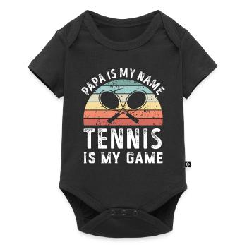 Papa est mon nom Le tennis est mon jeu Papa Fête des Pères - Body à manches courtes Premium Bébé - noir - Devant