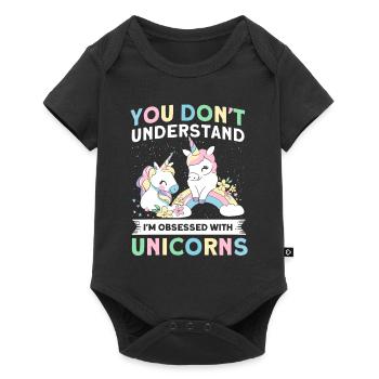 Obsessed Dragon Unicorn Unicorn Lovers - Baby Premium short-sleeve bodysuit - black - Front