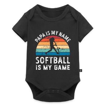 Papa est mon nom Softball est mon jeu Papa Pères - Body à manches courtes Premium Bébé - noir - Devant