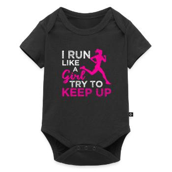 Funny Running Athletics I run like a girl - Baby Premium short-sleeve bodysuit - black - Front
