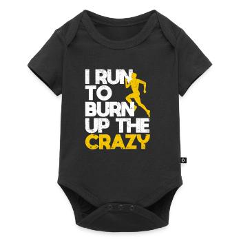 I run to the crazy Funny Running Fitness - Baby Premium short-sleeve bodysuit - black - Front