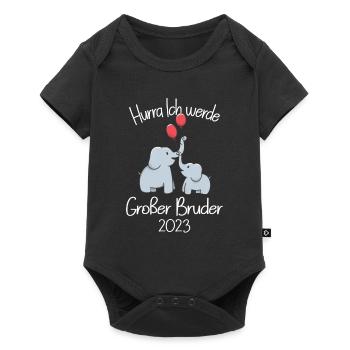 Werdender Bruder Geschenk Ich werde Bruder bald - Baby Premium Kurzarmbody - Schwarz - Vorne