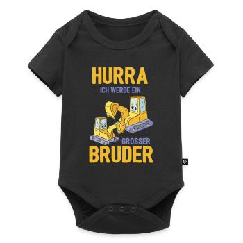 Werdender Bruder Geschenk Ich werde Bruder Bagger - Baby Premium Kurzarmbody - Schwarz - Vorne