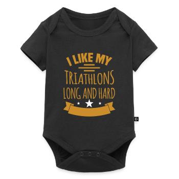 I LIKE MY TRIATHLONS LONG AND HARD motif for - Baby Premium short-sleeve bodysuit - black - Front