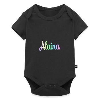 ALAINA Rainbow Minimalist Cursive - Baby Premium Kurzarmbody - Schwarz - Vorne