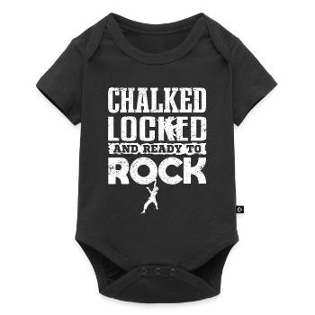 Klettern Bouldern CHALKED LOCKED AND READY TO ROCK - Baby Premium Kurzarmbody - Schwarz - Vorne
