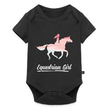 Equestrian Girl Horse Riding Dressage - Baby Premium Kurzarmbody - Schwarz - Vorne