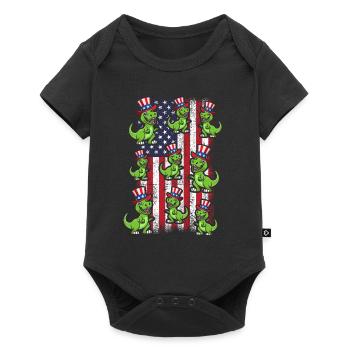 Patriotic Dino DRAPEAU AMÉRICAIN 4 juillet Party Dinosaur - Body à manches courtes Premium Bébé - noir - Devant