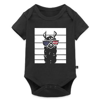 Patriotic Llama with Sunglasses US Flag 4th Of - Baby Premium short-sleeve bodysuit - black - Front