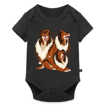Chien rétro cadeau chien motif Pet Collie - Body à manches courtes Premium Bébé - noir - Devant