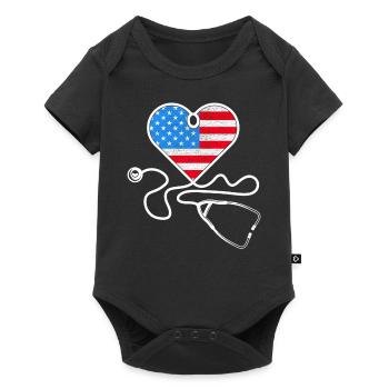 Infirmière American Flag Femmes - Body à manches courtes Premium Bébé - noir - Devant