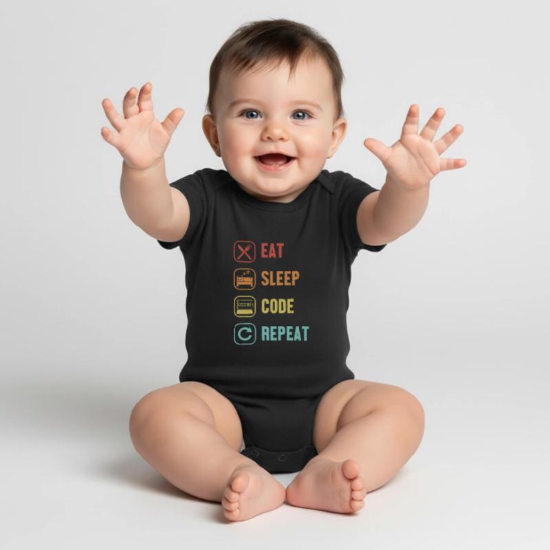Eat Sleep Code Repeat Full Stack Coder Software Baby Premium short-sleeve bodysuit