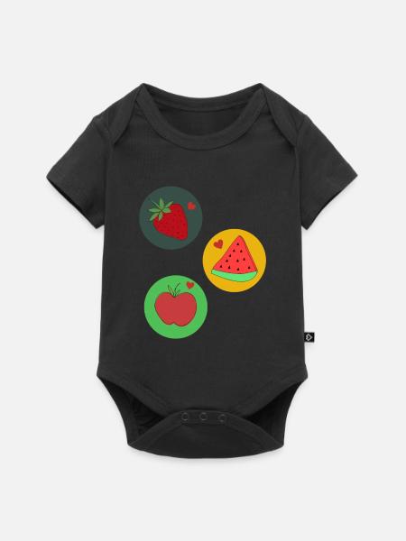 Früchte - Baby Premium Kurzarmbody - Schwarz