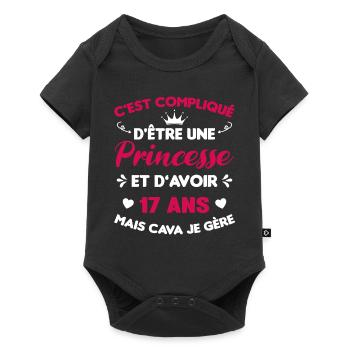Princesse 17 Ans Anniversaire Idée Cadeau Année - Body à manches courtes Premium Bébé - noir - Devant