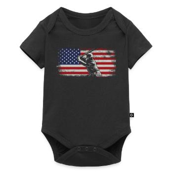 Baseball Fan Usa American Flag - Baby Premium Kurzarmbody - Schwarz - Vorne